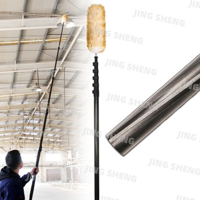 kopen 39ft Twill Oppervlak telescopische koolstofvezel industriële stofzuigstok voor het reinigen van ventilatoren, spinnenwebben, hoge plafonds online vervaardiging